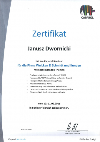 WDVS Schulungsnachweis